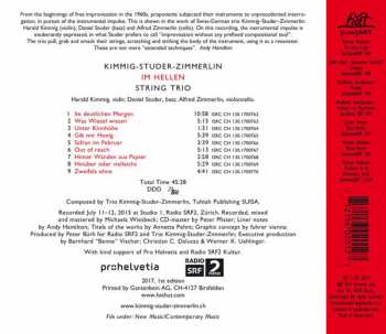 CD Trio Kimmig-Studer-Zimmerlin: Im Hellen - String Trio