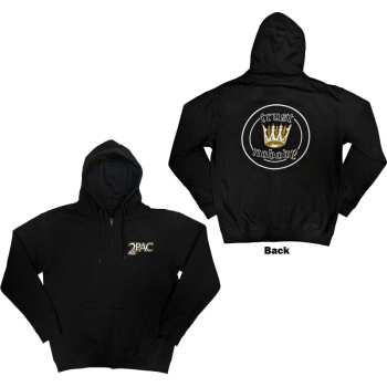 Merce Tupac: Tupac Unisex Zipped Hoodie: Crown Seal (back Print) (small) S