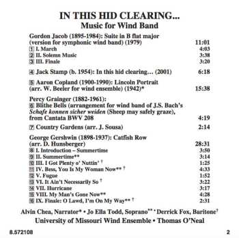 CD University Of Missouri Wind Ensemble: In This Hid Clearing…