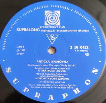 2LP/Set di cofanetti Václav Cibula: Antická Knihovna (Rada Moudrých - Výběr Z Rozhlasového Cyklu) (2x10" + BOX + BOOKLET) RYCHLOST 16!!!