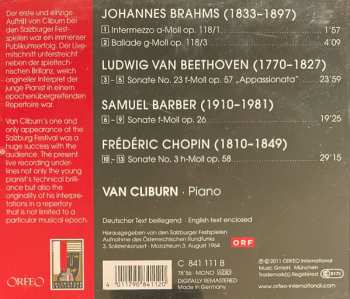 CD Ludwig van Beethoven: Brahms 2 Klavierstücke Op. 118 / Barber Sonate Op. 26 • Chopin Sonate Op. 58 / Beethoven Sonate Op. 57 Appassionata / Live Recording 3. August 1964