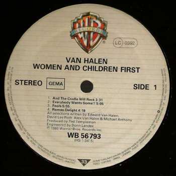 LP Van Halen: Women And Children First LTD