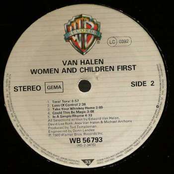 LP Van Halen: Women And Children First LTD