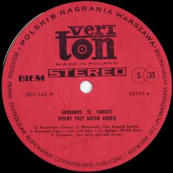 LP Various: Adoramus Te Christe = Śpiewy Przy Bożym Grobie
