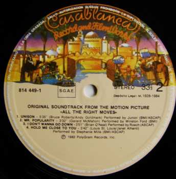 LP Various: All The Right Moves (Original Soundtrack From The Motion Picture)