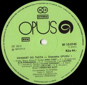 LP Various: Dvanásť Do Tucta - Diskotéka Opusu 1