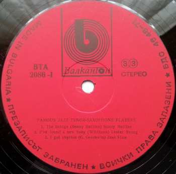 LP Various: Famous Jazz Tenor-Saxophone Players