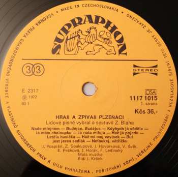 LP Various: Hrají A Zpívají Plzeňáci