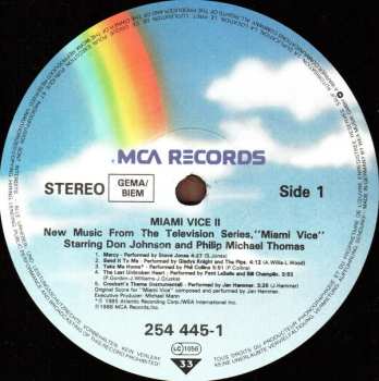 LP Various: Miami Vice II (New Music From The Television Series, "Miami Vice" Starring Don Johnson And Philip Michael Thomas)