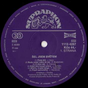 LP Various: Šel Jsem Světem (Písničky Pro Herce)