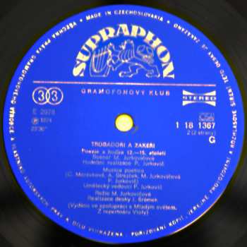 LP Various: Trobadoři A Žakeři Poezie A Hudba 12. - 15. Století