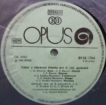 4LP/Set di cofanetti Various: Výber Z Literárnej Čítanky Pre II. Ročník Gymnázií