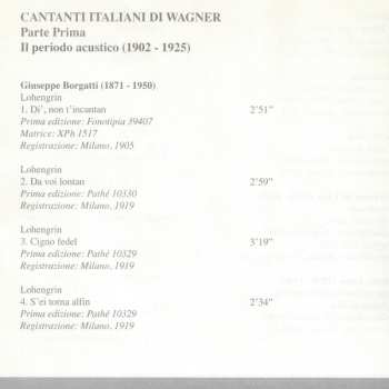 CD Various: Cantati Italiani Di Wagner Vol. 1 - Parte Prima Il Periodo Acustico (1902-1925)