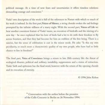 CD Pēteris Vasks: Cello Concerto