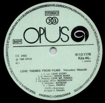LP Czechoslovak Radio Dance Orchestra Bratislava: Love Themes From Films