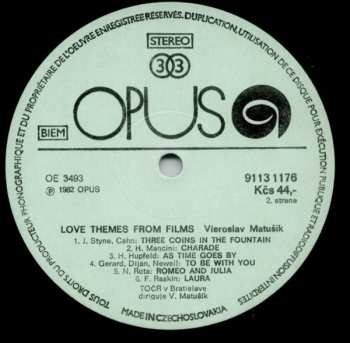 LP Czechoslovak Radio Dance Orchestra Bratislava: Love Themes From Films