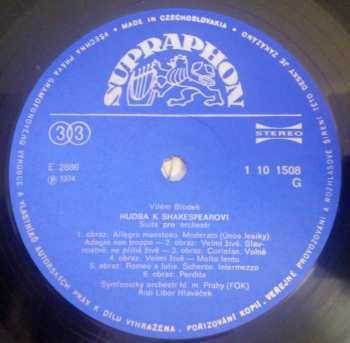 LP Vilém Blodek: Fantazie A Caprice / Andante Cantabile / Koncert Pro Flétnu A Orchestr / Hudba K Shakespearovi