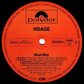 LP Visage: Beat Boy