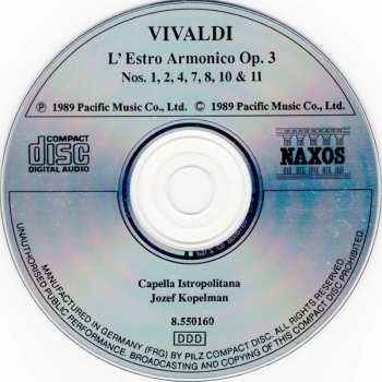 CD Antonio Vivaldi: L'Estro Armonico (Op.3, Nos. 1, 2, 4, 7, 8, 10 & 11)