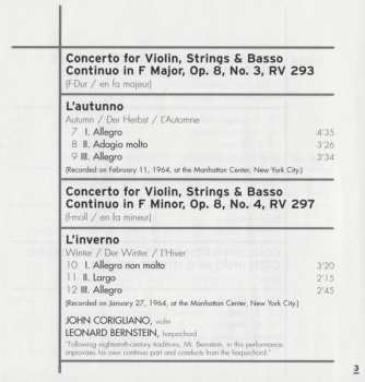 CD Leonard Bernstein: The Four Seasons (Le Quattro Stagioni) / Concerto For Diverse Instruments / Oboe Concerto / Flute Concerto