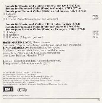 CD Wolfgang Amadeus Mozart: Sonatas for Piano and Violin (Flute)