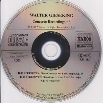 CD Ludwig van Beethoven: Concerto Recordings 3