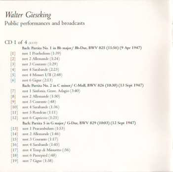 4CD/Set di cofanetti Walter Gieseking: Konzertmitschnitte U. Rundfunkaufnahmen / Public Performances And Broadcasts (From The Collection Of Deutsches Rundfunkarchiv)