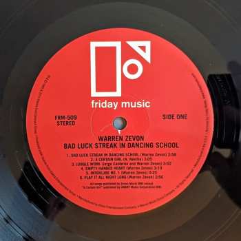LP Warren Zevon: Bad Luck Streak In Dancing School LTD