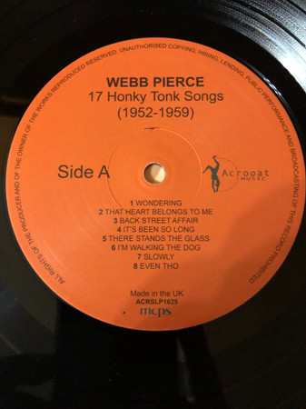 LP Webb Pierce: 17 Honky Tonk Songs 1952-1959