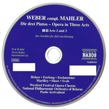 2CD Carl Maria von Weber: Die Drei Pintos (Opera In Three Acts)