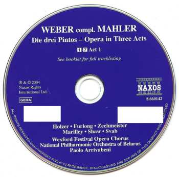 2CD Carl Maria von Weber: Die Drei Pintos (Opera In Three Acts)