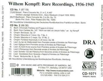 CD Wilhelm Kempff: Rare Recordings (1936-1945)