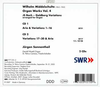 2CD Jürgen Sonnentheil: Goldberg Variations (Organ Works 4)
