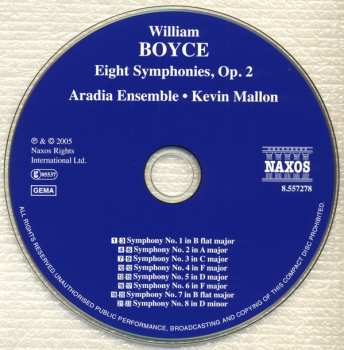 CD William Boyce: Eight Symphonies, Op. 2