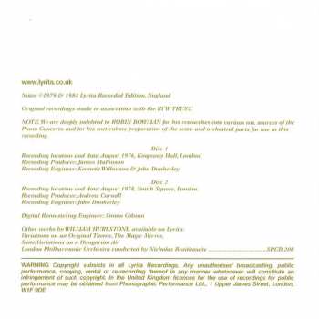 2CD The London Philharmonic Orchestra: Piano Concerto, Variations On A Swedish Air, Piano Quartet, Piano Trio