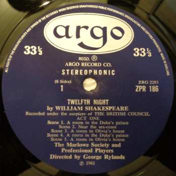 3LP/Set di cofanetti William Shakespeare: Twelfth Night