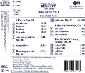 CD William Sterndale Bennett: Piano Works Vol. 1