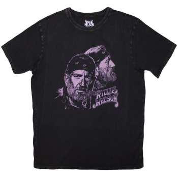 Merce Willie Nelson: Willie Nelson Unisex Stone Wash T-shirt: Purple Graphic (black) (small) S