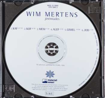 CD Wim Mertens: Jérémiades