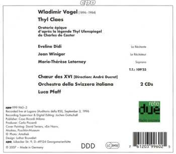 2CD Orchestra Della Radio Televisione Della Svizzera Italiana: Thyl Claes