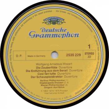 LP Wolfgang Amadeus Mozart: Karl Böhm Conducts Mozart Overtures