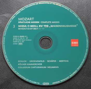 10CD/Set di cofanetti Wolfgang Amadeus Mozart: Sämtliche Messen