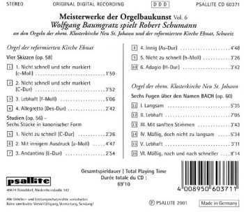 CD Robert Schumann: Meisterwerke Der Orgelbaukunst Vol. 6 (Wolfgang Baumgratz Spielt Robert Schumann)